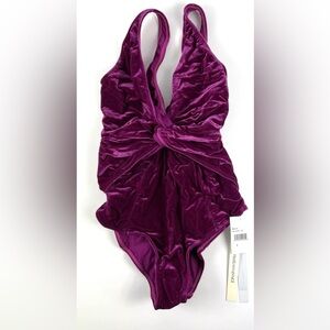 Jonathan Simkhai Women’s Magenta Front Knot One Piece Swimsuit Size Small